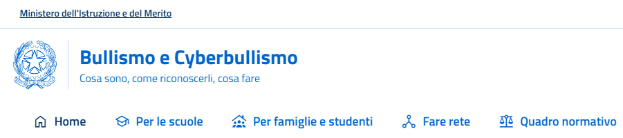 Screenshot del sito del ministero
